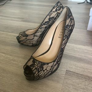 Lace Platform Peep-toe High Heels